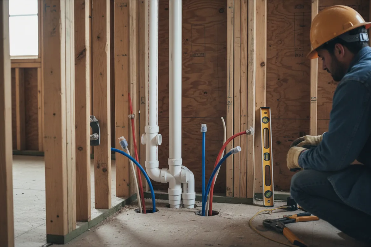 Drain and supply rough-in during Leak Detection in Boylston