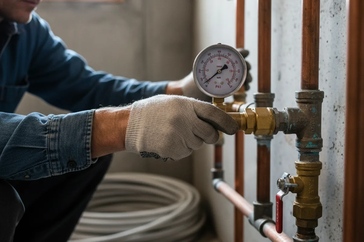 Pressure testing a repaired line during Water Line Repair in Boylston